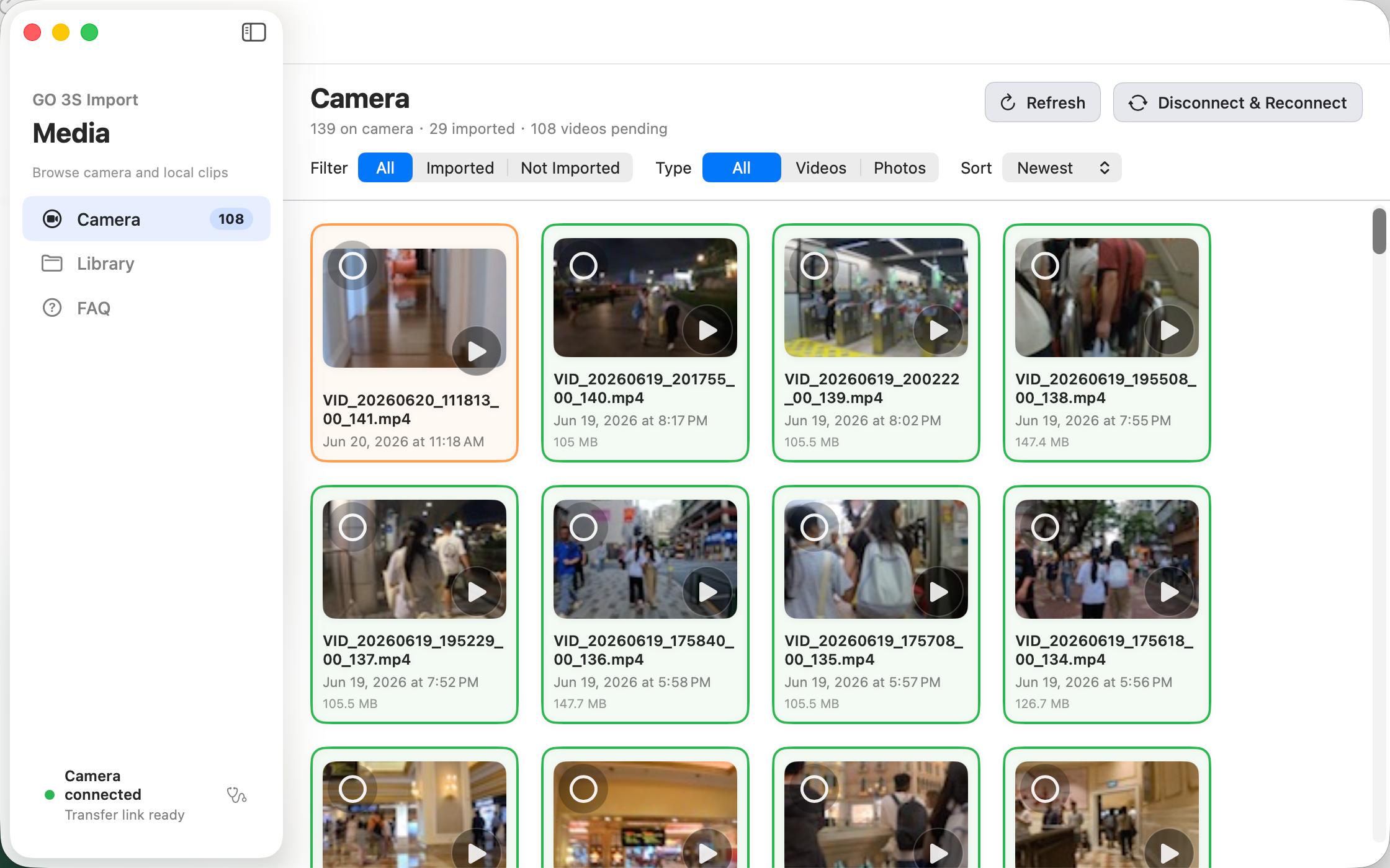 Insta360 Camera Import 素材列表